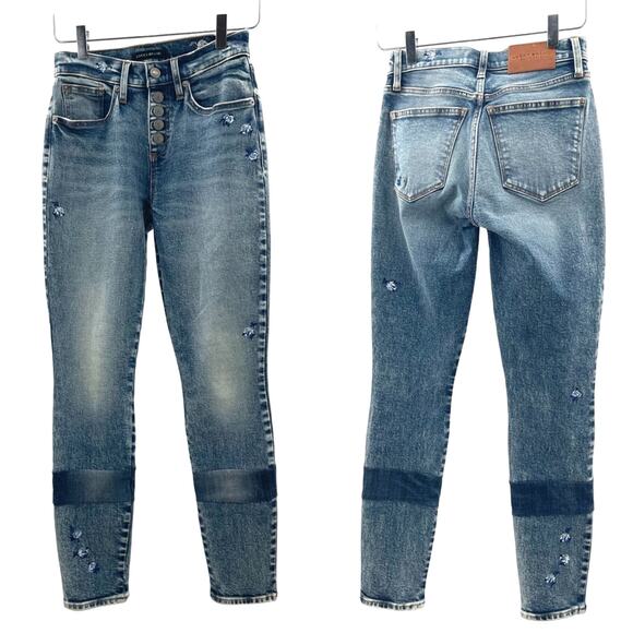 NWOT LUCKY BRAND Denim Jeans Ava Mid Rise Skinny Embroidered Flowers Size 25 - Picture 2 of 15